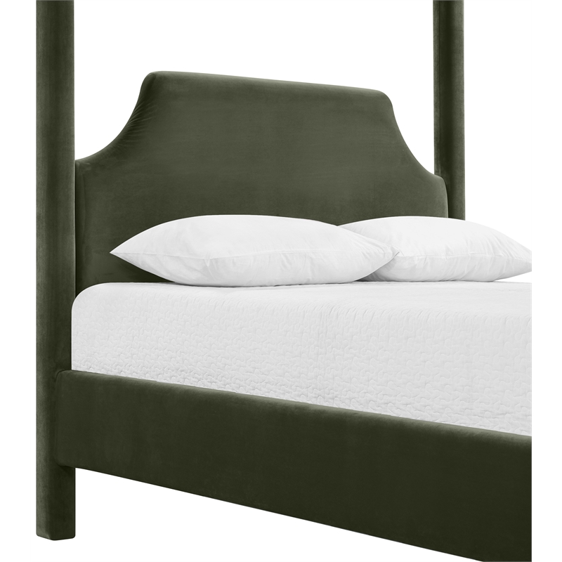 Bowery Hill Contemporary Green Durable Velvet Upholstered Full Bed