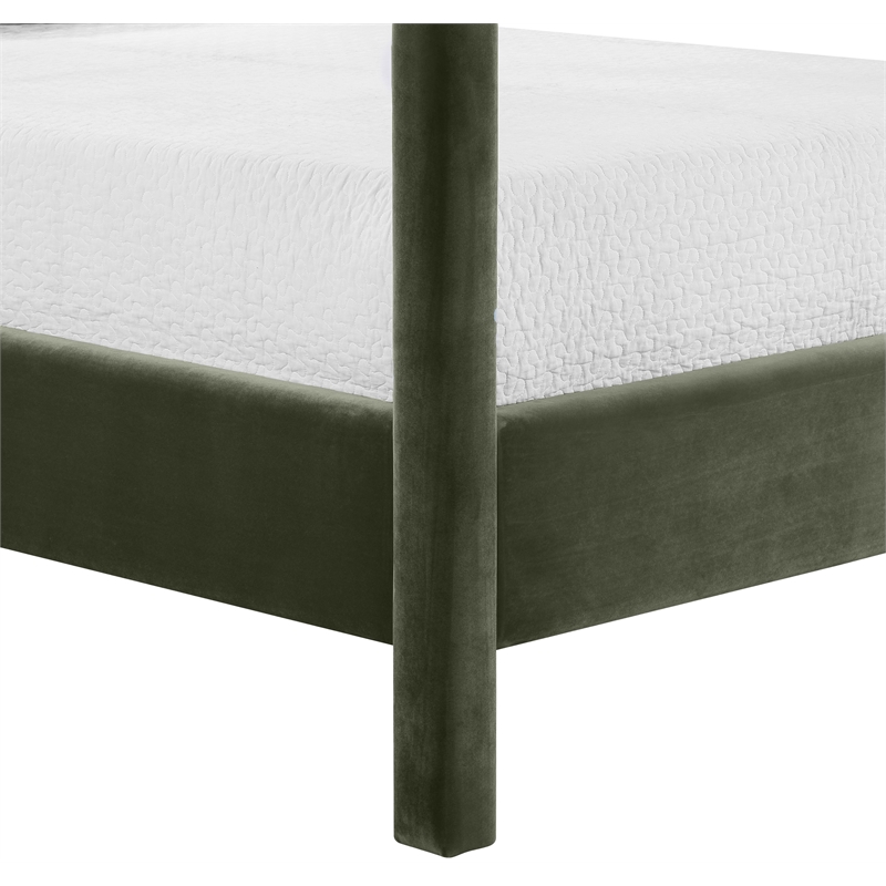Bowery Hill Contemporary Green Durable Velvet Upholstered Full Bed