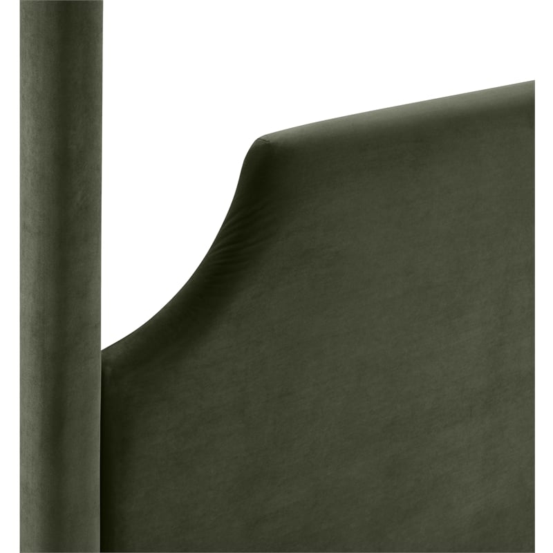 Bowery Hill Contemporary Green Durable Velvet Upholstered Full Bed