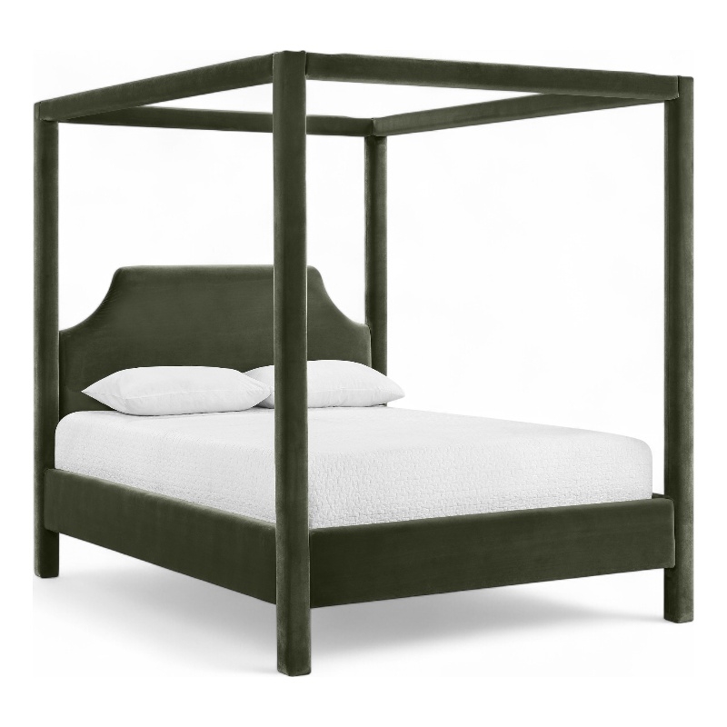 Bowery Hill Contemporary Green Durable Velvet Upholstered Full Bed