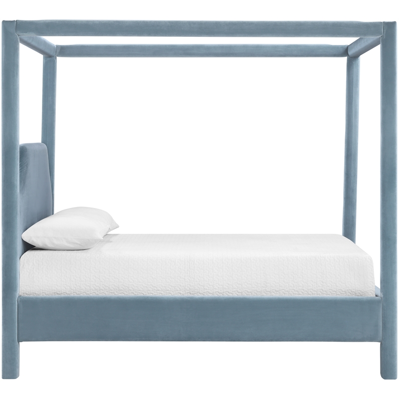 Bowery Hill Contemporary Light Blue Velvet Upholstered Full Bed