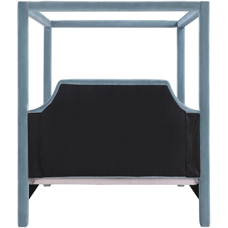 Bowery Hill Contemporary Light Blue Velvet Upholstered Full Bed