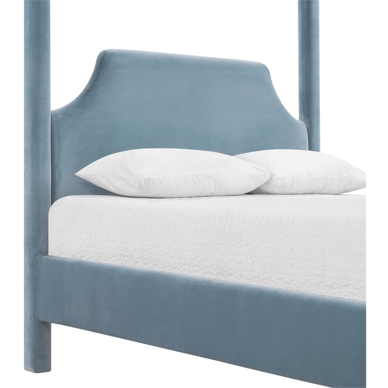 Bowery Hill Contemporary Light Blue Velvet Upholstered Full Bed