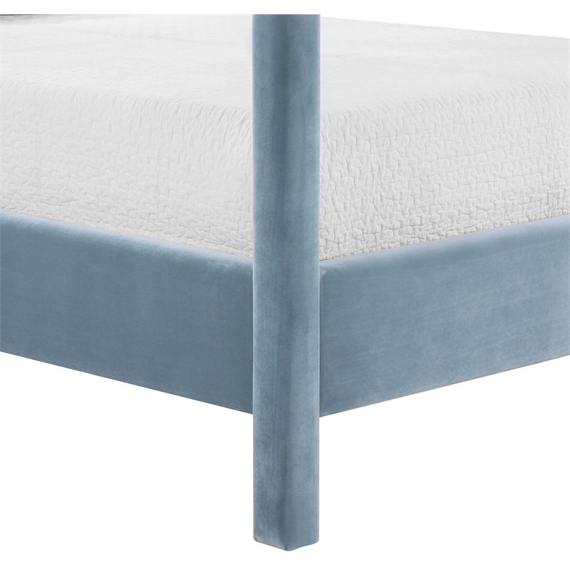 Bowery Hill Contemporary Light Blue Velvet Upholstered Full Bed