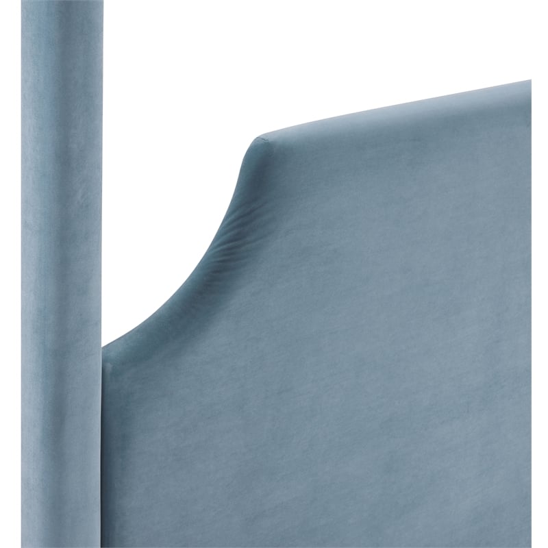 Bowery Hill Contemporary Light Blue Velvet Upholstered Full Bed