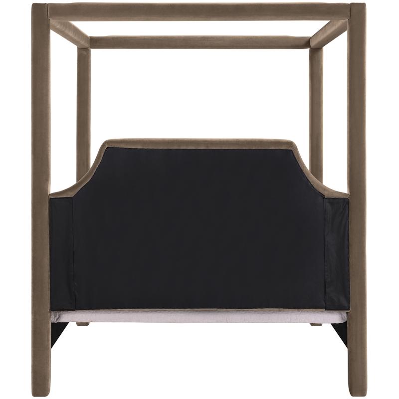 Bowery Hill Contemporary Taupe Durable Velvet Upholstered Full Bed