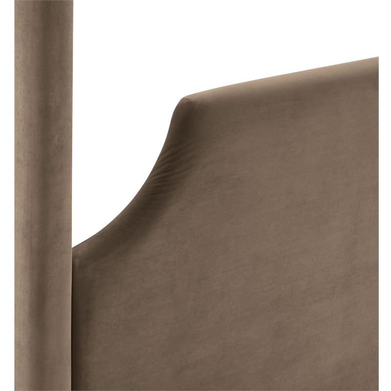Bowery Hill Contemporary Taupe Durable Velvet Upholstered Full Bed