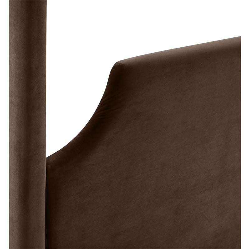 Bowery Hill Contemporary Brown Durable Velvet Upholstered King Bed