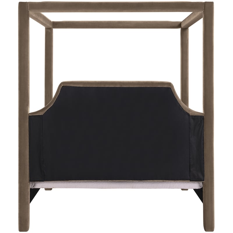 Bowery Hill Contemporary Taupe Durable Velvet Upholstered Queen Bed