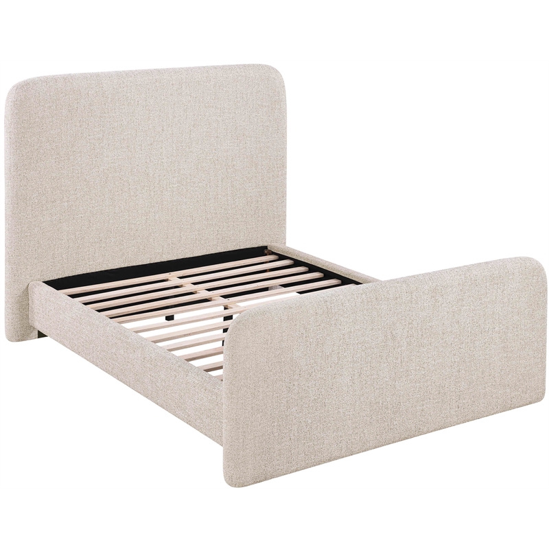 Bowery Hill Contemporary Beige Linen Textured Fabric Full Bed