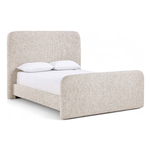 Bowery Hill Contemporary Beige Linen Textured Fabric King Bed