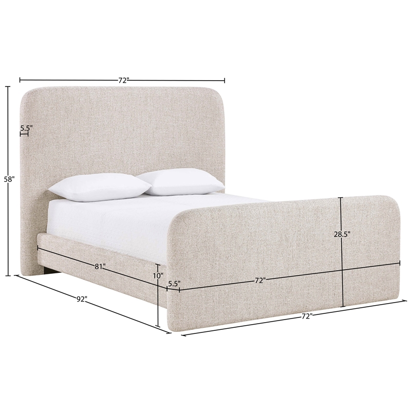 Bowery Hill Contemporary Beige Linen Textured Fabric Queen Bed