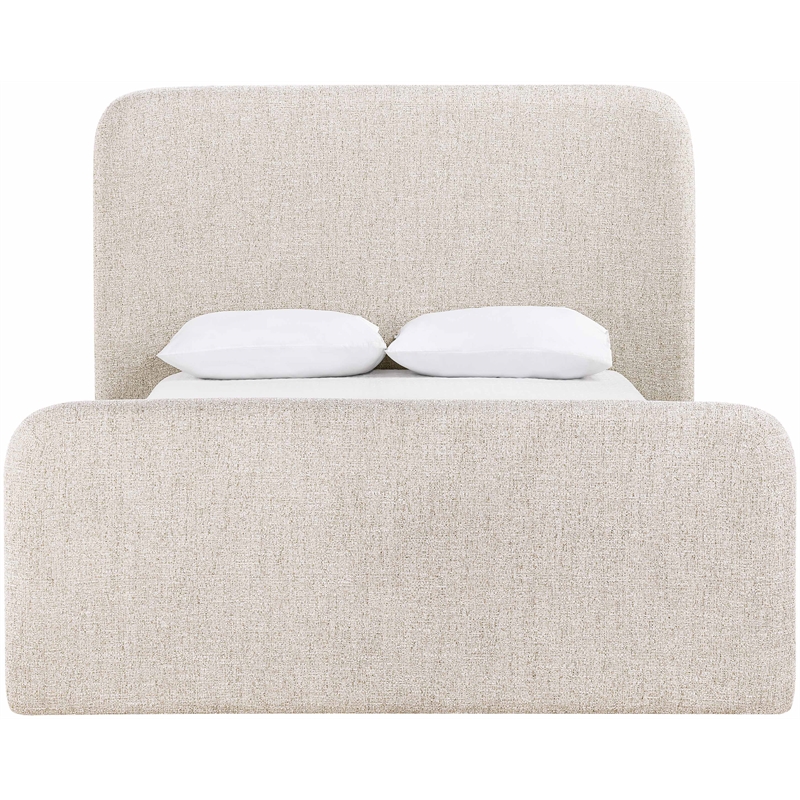 Bowery Hill Contemporary Beige Linen Textured Fabric Queen Bed
