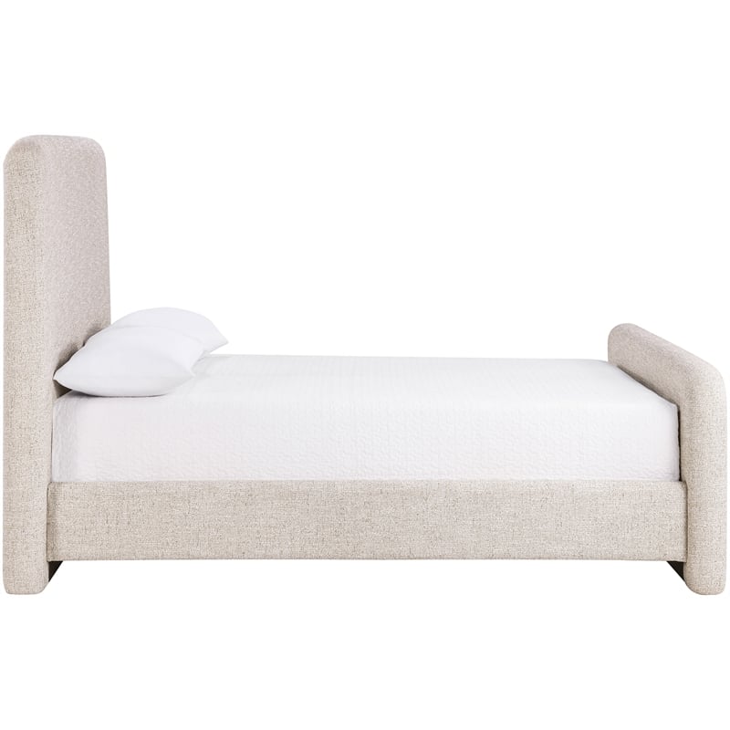Bowery Hill Contemporary Beige Linen Textured Fabric Queen Bed
