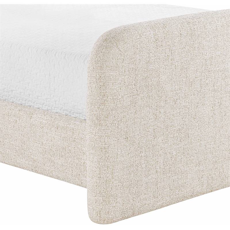 Bowery Hill Contemporary Beige Linen Textured Fabric Queen Bed