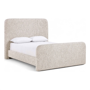 Bowery Hill Contemporary Beige Linen Textured Fabric Queen Bed
