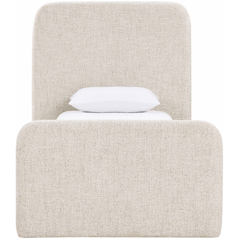 Bowery Hill Contemporary Beige Linen Textured Fabric Twin Bed