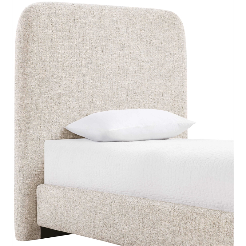 Bowery Hill Contemporary Beige Linen Textured Fabric Twin Bed