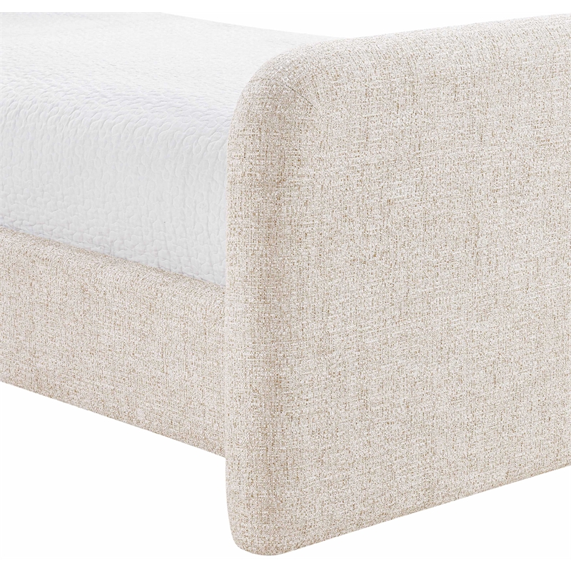 Bowery Hill Contemporary Beige Linen Textured Fabric Twin Bed