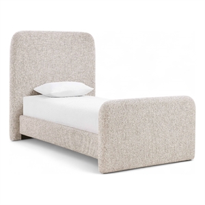 Bowery Hill Contemporary Beige Linen Textured Fabric Twin Bed