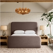 Bowery Hill Contemporary Brown Linen Textured Fabric Full Bed