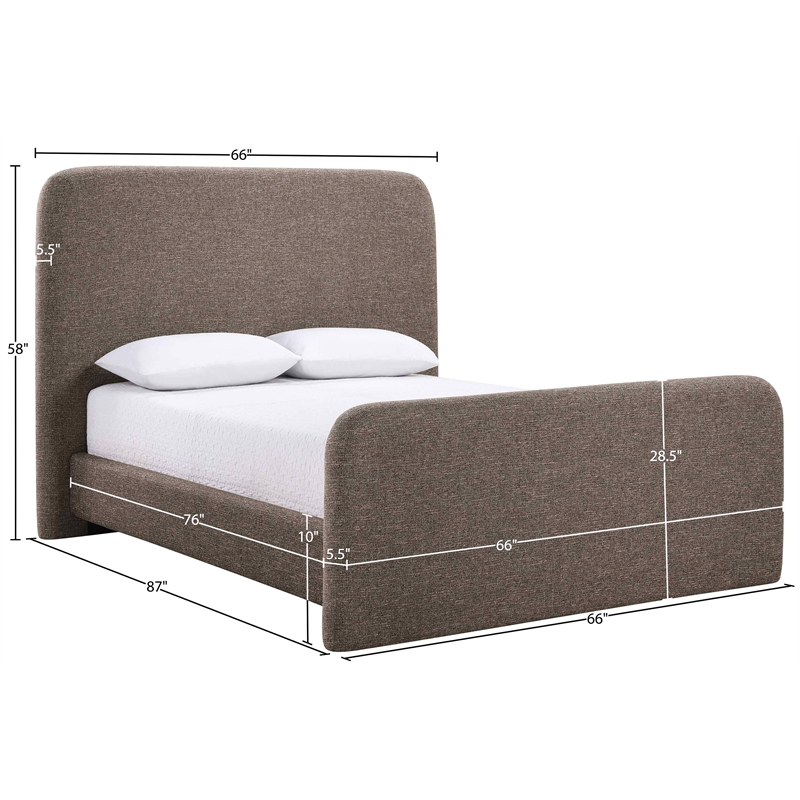 Bowery Hill Contemporary Brown Linen Textured Fabric Full Bed