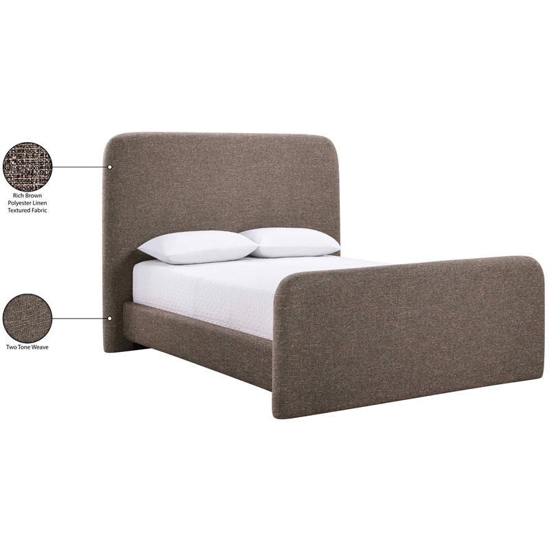 Bowery Hill Contemporary Brown Linen Textured Fabric Full Bed