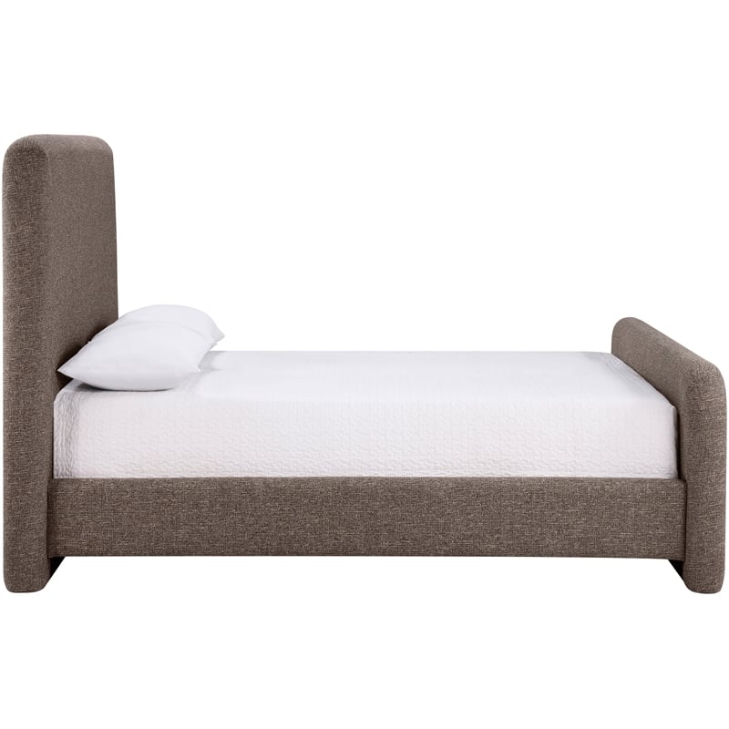 Bowery Hill Contemporary Brown Linen Textured Fabric Full Bed