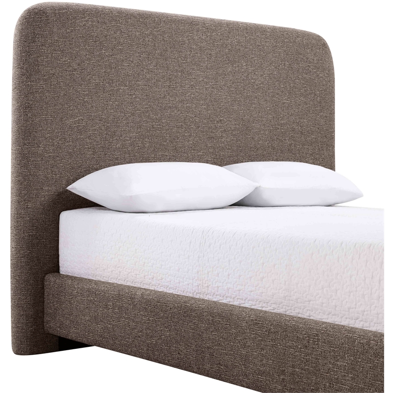 Bowery Hill Contemporary Brown Linen Textured Fabric Full Bed
