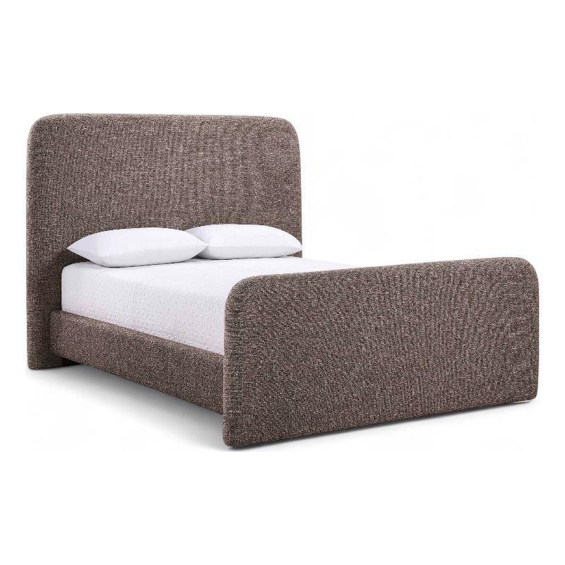 Bowery Hill Contemporary Brown Linen Textured Fabric Full Bed