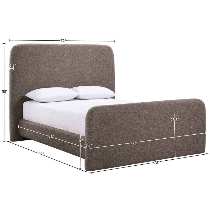 Bowery Hill Contemporary Brown Linen Textured Fabric Queen Bed