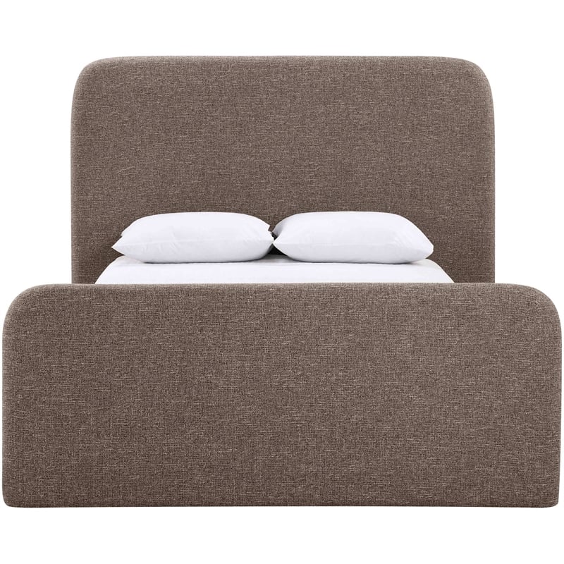 Bowery Hill Contemporary Brown Linen Textured Fabric Queen Bed