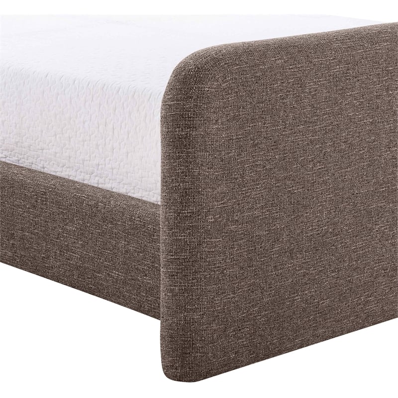 Bowery Hill Contemporary Brown Linen Textured Fabric Queen Bed