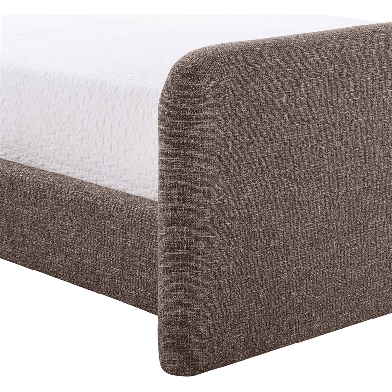 Bowery Hill Contemporary Brown Linen Textured Fabric Twin Bed
