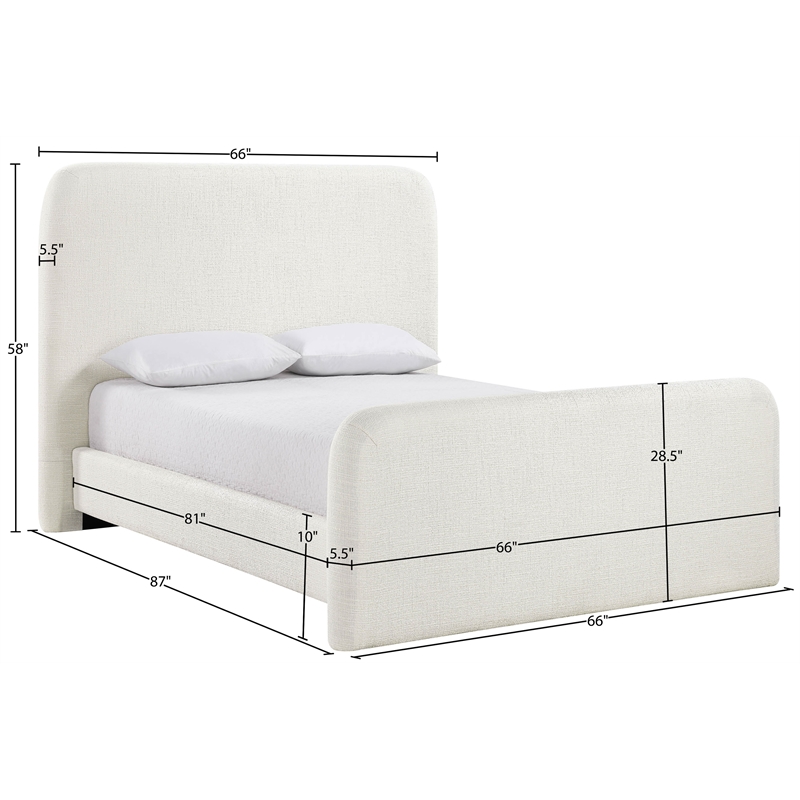 Bowery Hill Contemporary Cream Linen Textured Fabric Full Bed