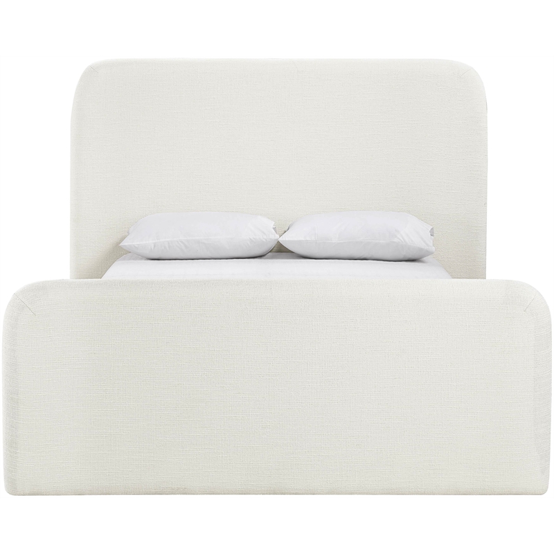 Bowery Hill Contemporary Cream Linen Textured Fabric Full Bed