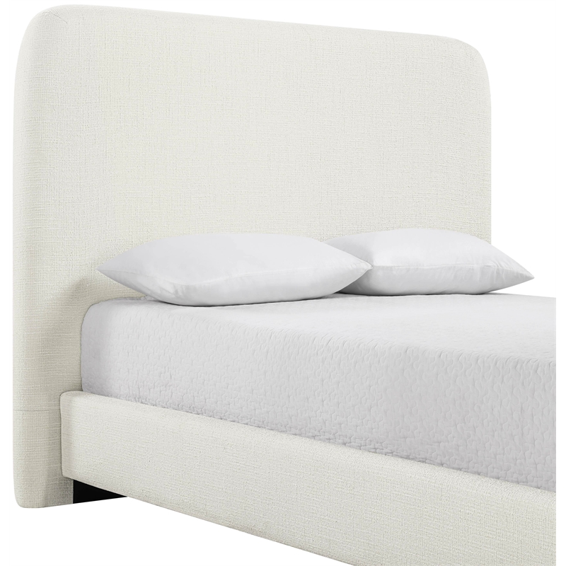 Bowery Hill Contemporary Cream Linen Textured Fabric Full Bed