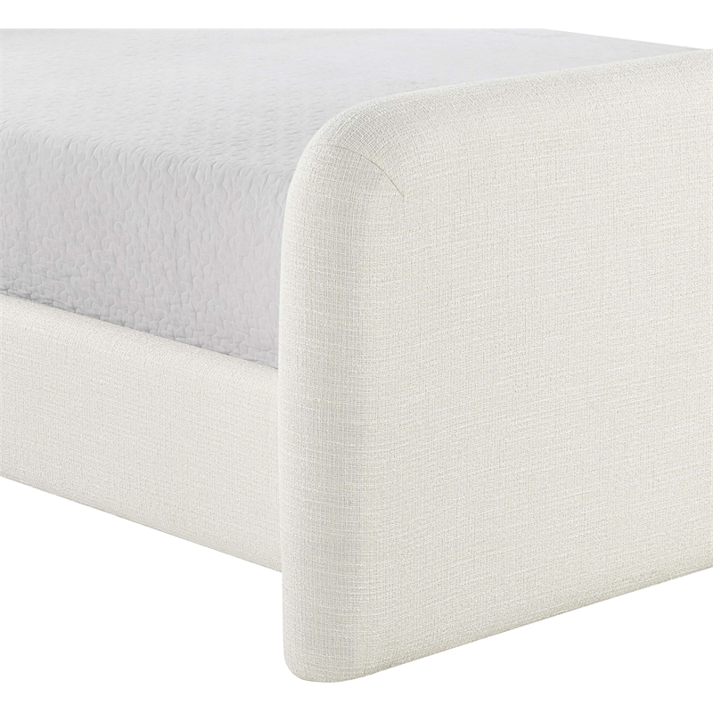 Bowery Hill Contemporary Cream Linen Textured Fabric Full Bed