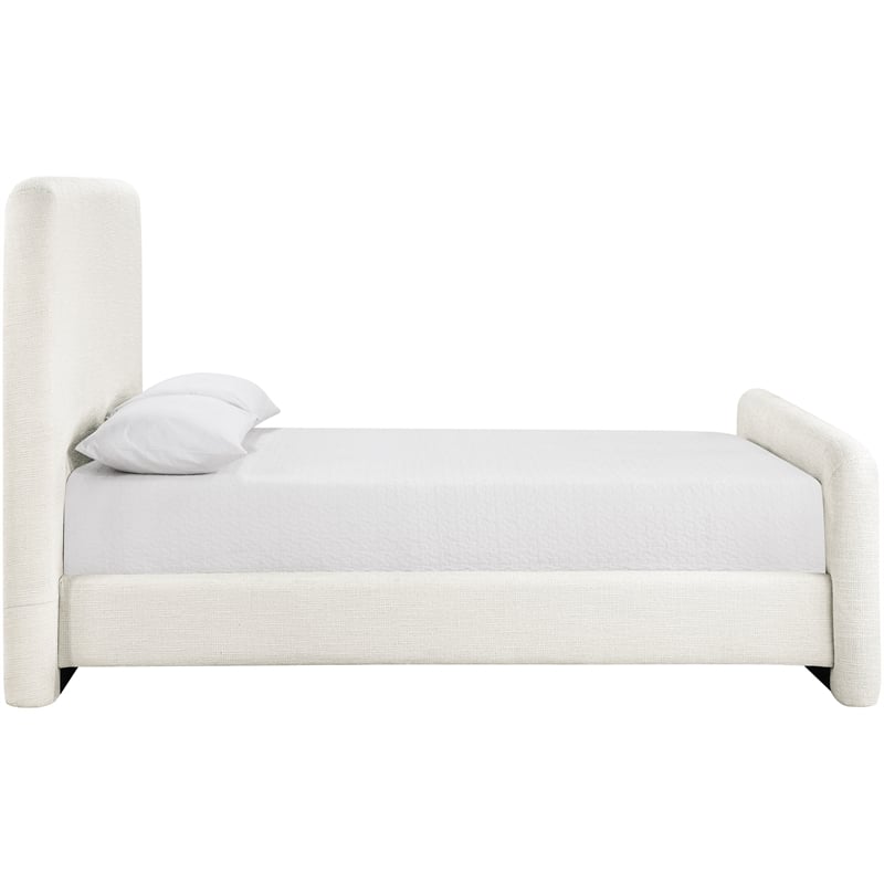 Bowery Hill Contemporary Cream Linen Textured Fabric Queen Bed