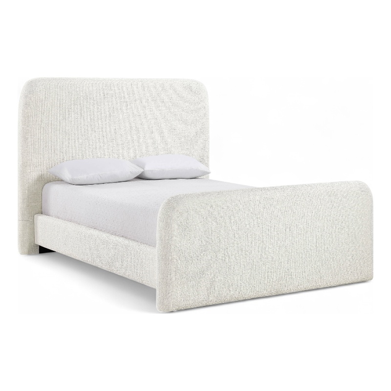Bowery Hill Contemporary Cream Linen Textured Fabric Queen Bed