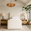 Bowery Hill Contemporary Cream Linen Textured Fabric Twin Bed