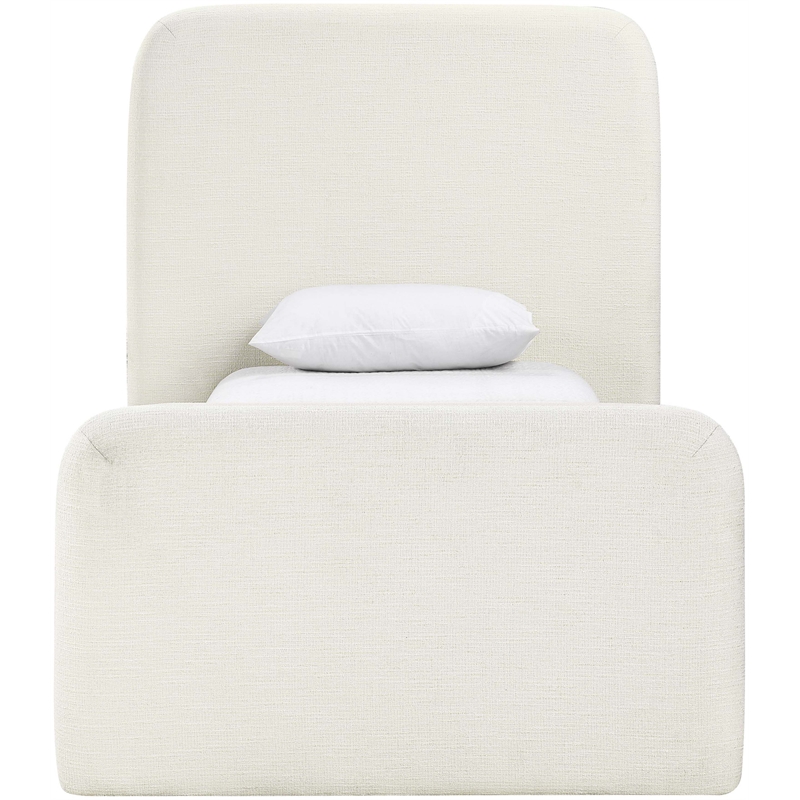 Bowery Hill Contemporary Cream Linen Textured Fabric Twin Bed