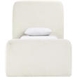 Bowery Hill Contemporary Cream Linen Textured Fabric Twin Bed
