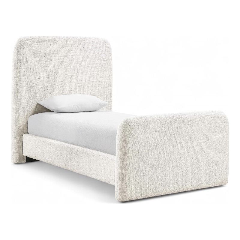 Bowery Hill Contemporary Cream Linen Textured Fabric Twin Bed
