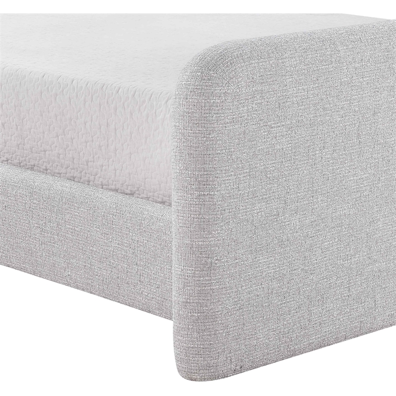 Bowery Hill Contemporary Grey Linen Textured Fabric King Bed