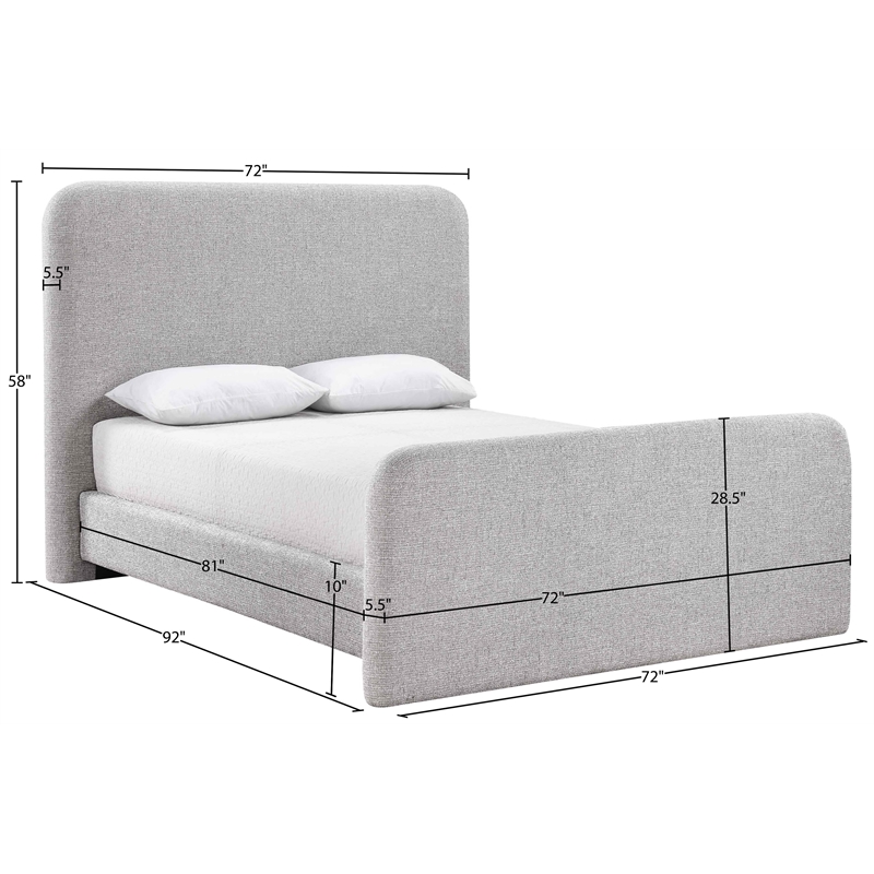 Bowery Hill Contemporary Grey Linen Textured Fabric Queen Bed