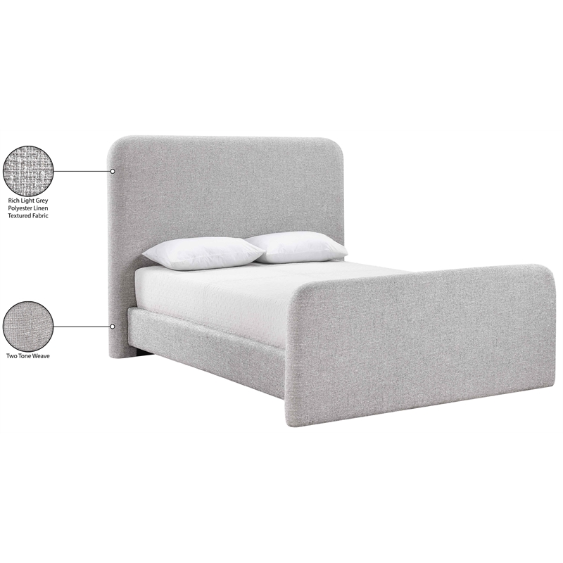 Bowery Hill Contemporary Grey Linen Textured Fabric Queen Bed