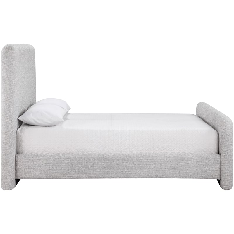 Bowery Hill Contemporary Grey Linen Textured Fabric Queen Bed