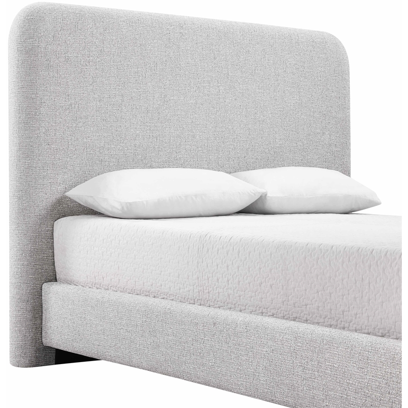 Bowery Hill Contemporary Grey Linen Textured Fabric Queen Bed