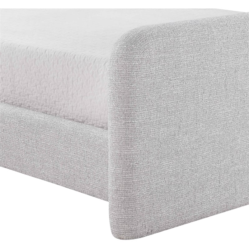 Bowery Hill Contemporary Grey Linen Textured Fabric Queen Bed